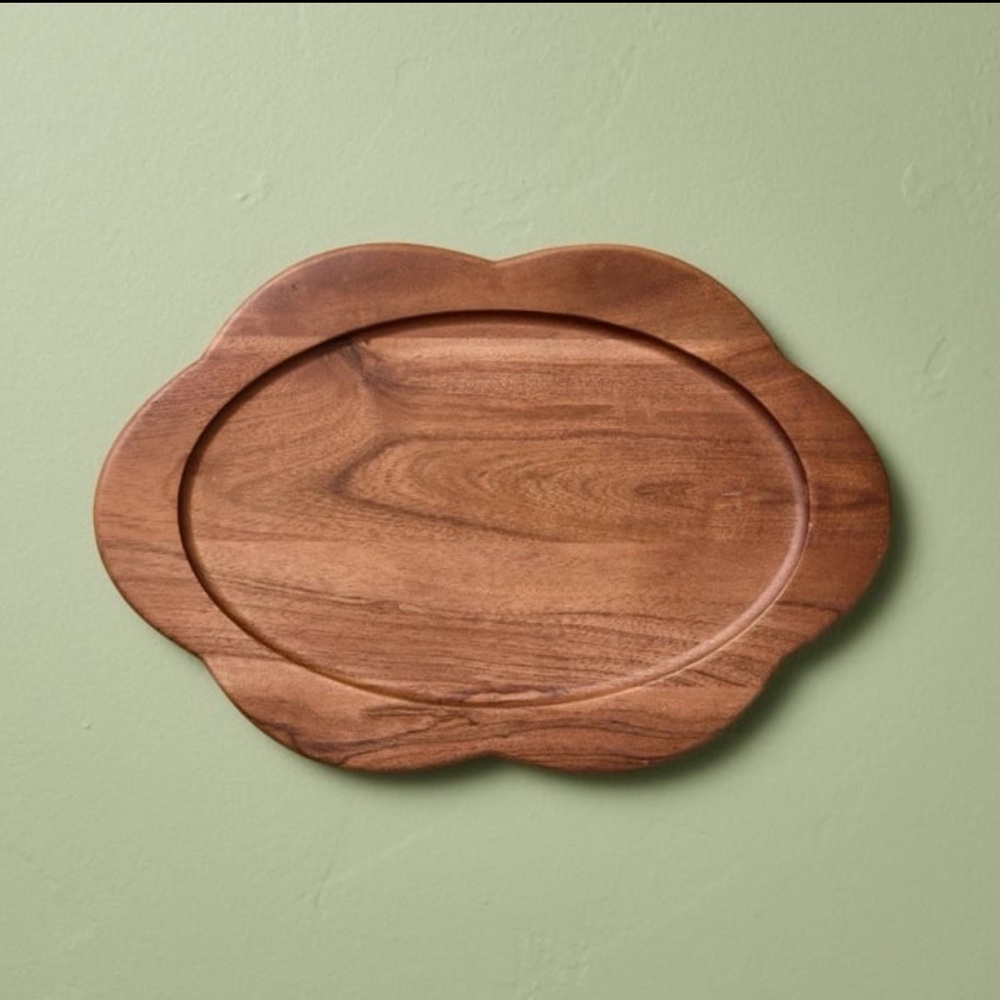 12" Small Wood Scallop Oval Tray - Hearth & Hand with Magnolia